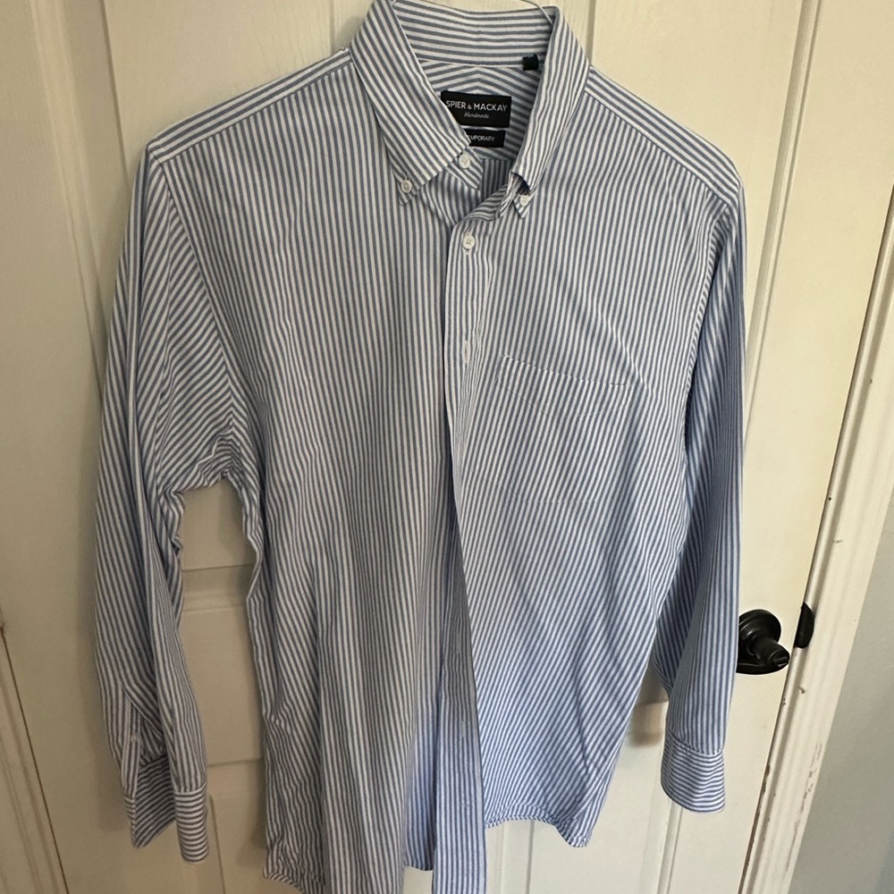 Spier and Mackay Men's Striped oxford Shirt - Blue and White
